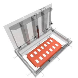 Floor hatch solid grating