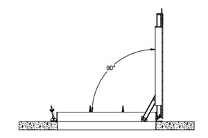 detail of 90 degree opening on well floor door